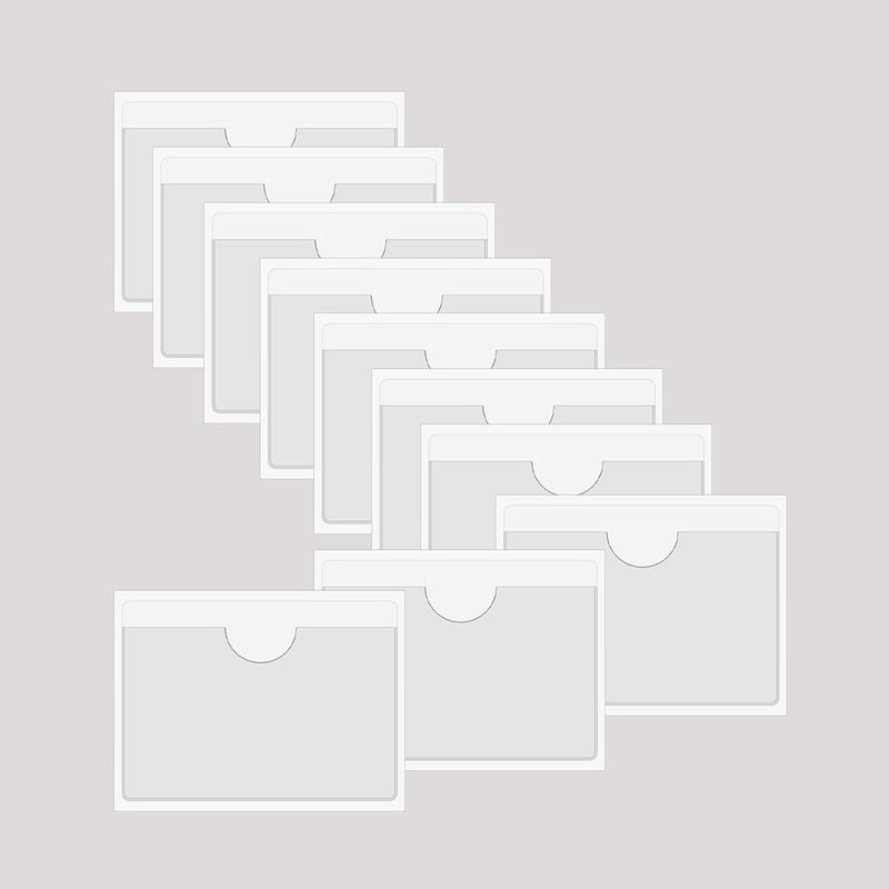 Baitoo Adhesive Clear Pockets,Self Adhesive Clear Label Pockets Adhesive Card Folder Plastic Pockets Holders Sleeves for Index Cards Planners Cabinet Shelves Photo Cd,10Pieces(135x90mm) - Image 1